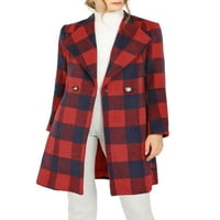 Уникатни поволни цени за женски зимски шал јаки џебови со кариран палто