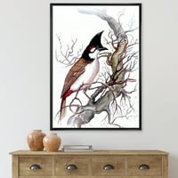 Дизајн на „Античка убава птица на гранка“ Традиционална врамена платно wallидна уметност печатење