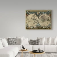 Трговска марка ликовна уметност „Карта на светот 1684“ платно уметност од гроздобер лавои