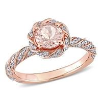 Miabellaенски Carat Carat Morganite Carat Diamond 14kt Rose Gold Halo angagement Ring