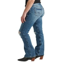 Co. Silver Jeans Co. Women'sенски суки средно издигнување тенок фармерки за подигање, големини на половината