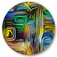 DesignArt 'Боја Спирална фузија VI' модерна метална wallидна уметност на кругот - диск од 36