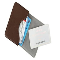 Кутија со кафеава кожна картичка, мал држач за картички за паричник со магнетно затворање
