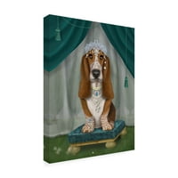 Трговска марка ликовна уметност 'Basset Hound и Tiara' Canvas Art by fab funky