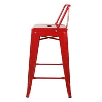 Дизајнерска група контра висина со метал столче, црвена црвена боја