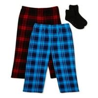 Панталони за спиење на пижами за пижами на луди кучиња момчиња со влечки чорапи, големини 6-16