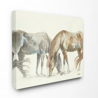 Stuple industries коњска двојка сиво кафеава акварел сликарство платно wallидна уметност од трета и wallид