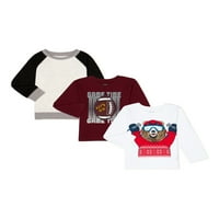 Garanimals Baby Boy & Toddler Boy Boy Долги ракави маици Мултипак, 3-пакет, 12м-5Т