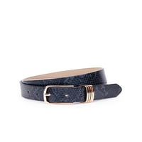 од Linea Pelle Women's Snake Snake Print Belt со повеќе чувари, црно