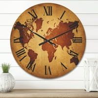 Дизајн на „Антички светски мапа VI“ Гроздобер Вуд woodиден часовник