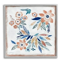 Цветен цвет во форма на бохо Ботаничка и цветна графичка уметност сива врамена уметничка печатена wallидна