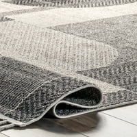Нулум ëоел Апстрактна плетенка со килим со затегната област, 5 '3 7' 7