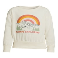 Графички џемпер за девојчиња за чудо нација со долги ракави, големини 4- & плус