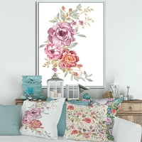 DesignArt 'Букет од виолетова и розова цвеќиња iii' Фарма куќа врамена платно wallидна уметност печатење