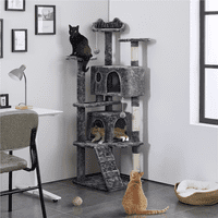 Лесна модна висока мачка дрва кула кондо, темно сива боја