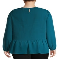 Terra & Sky Women's Plus Size Size со долги ракави со должина