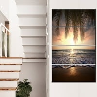 DesignArt 'Тропска плажа со палми лисја' Уметнички принт на платно платно