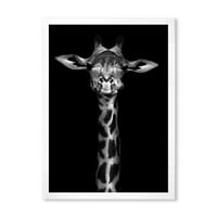 DesignArt 'Портрет на жирафа во монохроматска ’фарма куќа врамена уметност печатење