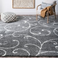 Преодна површина килим дебела цветна сива, бел затворен правоаголник лесен за чистење