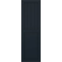 Ekena Millwork 12 W 60 H TRUE FIT PVC Farmhouse Flat Panel комбинација фиксни ролетни за монтирање, без starвездени ноќни сини