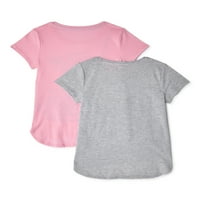 Girlsојо Сива девојки Bowbow High-Low графички маици, 2-пакувања, големини 4-16