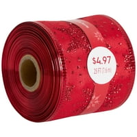 Божиќна лента со црвена сјај, снегулка, 3,25 25 '