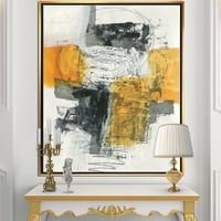 DesignArt 'Апстрактна композиција на гламурозно жолто и црно' современо врамено платно