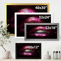 DesignArt „Детали за модерното уметничко печатење на Pixellated Pink Woman Lips“