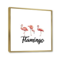 DesignArt 'Three Flamingos on White' Farmhouse Rraded Canvas Wall Art Print