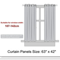 Блок -прозорец затемнувајќи прекрасни панели за завеси за завеси сиви 42 63
