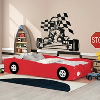Платформа за близнаци во форма на автомобил Еуроко со гуми за деца спална соба, црвена боја