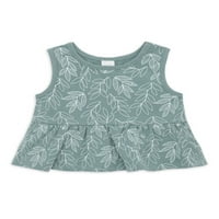 Petit Lem Baby Girl Peplum Top and Shorts Coltiet сет, 4-парчиња, големини со месеци- месеци