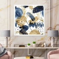 DesignArt 'Темно сина и златна текстура со апстрактна шема' модерен врамен уметнички принт