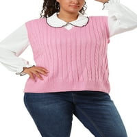 Уникатни поволни цени, женски плус големина пулвер елек - кариран џемпер од вратот