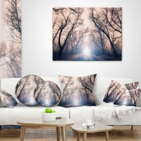 DesignArt Мистериозна сончева светлина во шума - перница за фрлање фотографии од пејзаж - 18x18
