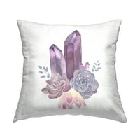 Студената индустрија Виолетова аметист кристална облици со сукулентни цвеќиња од Зивеи Ли фрлаат перница