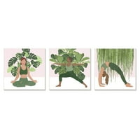Студената индустрија Јога позира женски фигури Намастена релаксација само-грижа wallидна плакета дизајн по