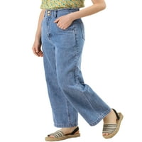 Уникатни поволни цени, женски широки нозе обични панталони со високи половини, панталони со фармерки