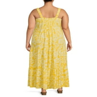 Terra & Sky Women's Plus Plus Size Tiered Maxi фустан