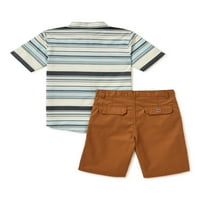 Англиски алишта за момчиња со кратки ракави и шорцеви со кратки ракави, сет од 2 парчиња, големини 4-12