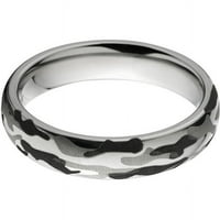 Полу-рунда титаниумски прстен со црно-бел ласерски шема на камо