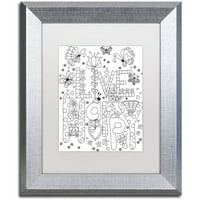 Трговска марка ликовна уметност во живо среќна платно уметност од ennенифер Нилсон, бел мат, сребрена рамка