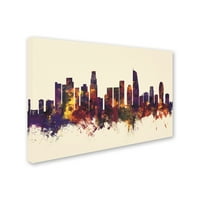 Трговска марка ликовна уметност „Лос Анџелес Калифорнија Skyline IV“ платно уметност од Мајкл Томпсет