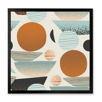 DesignArt 'Ретро форми со апстрактни месечини и сонце I' модерен врамен уметнички принт