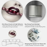 DesignArt 'Бисери низ устата со модерна метална wallидна уметност на усните на срцето - диск од 36
