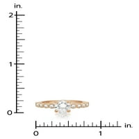 Создаден прстен за ангажман со бели сафир солитер со гроздобер бел топаз акценти во 14 килограми злато позлатено