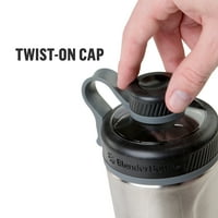 Blenderbottle Radian Oz Black Cold Solid Print Shaker Cup со капаче за завртки и широк капак на устата
