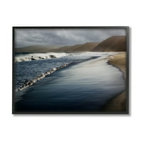 Плажа пена тркалачки бранови крајбрежна фотографија црна врамена уметничка печатена wallидна уметност