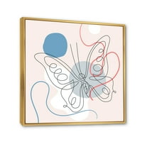 DesignArt 'Една линија цртање на пеперутка на кубизам форми iii' модерно врамено платно wallидно уметност