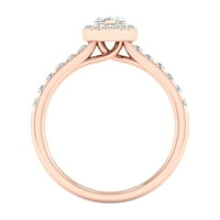 Империјал КТ TDW Marquise Diamond Halo Ringumange Ring во 10K розово злато
